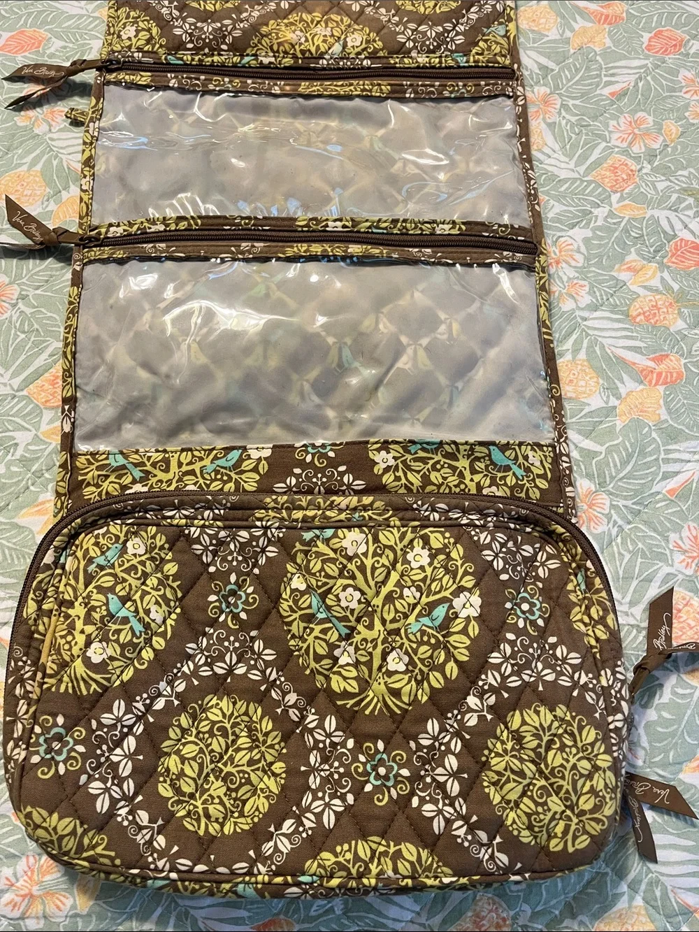 Vera Bradley hanging cosmetic bag turquoise birds